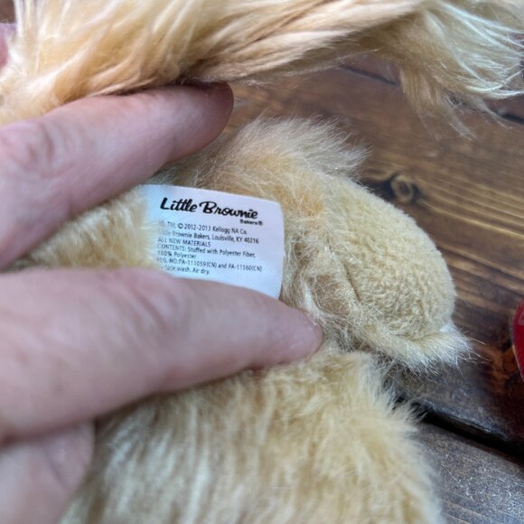 Little Brownie Plush Dog Toy With Blue Bandana 13" Beige Fluffy Stuffed Animal - Picture 6 of 9